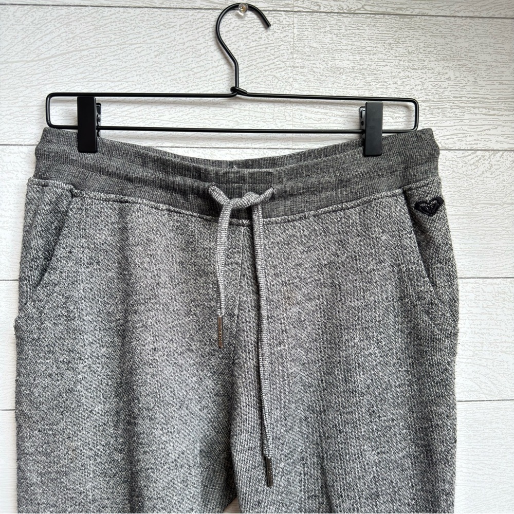 Roxy Heather Gray Jogger Sweatpants Knit Fleece Drawstring Women's Medium Cozy - Picture 6 of 10